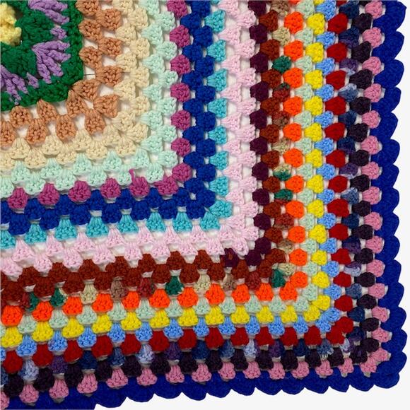 Baby or Lap Blanket Hand Knit Crochet Multicolor Homemade Granny Boho - Picture 6 of 10
